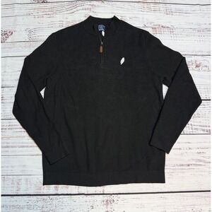 Section 119 Grateful Dead Sweater Medium 1/4 Zip Pullover Black Cotton Knit Logo